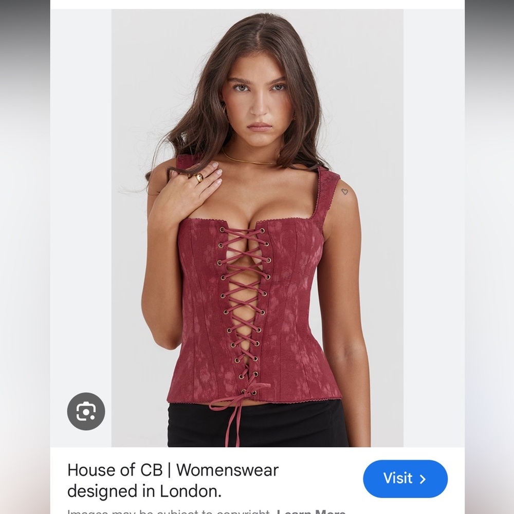House of CB Lace-Up Maroon Top
